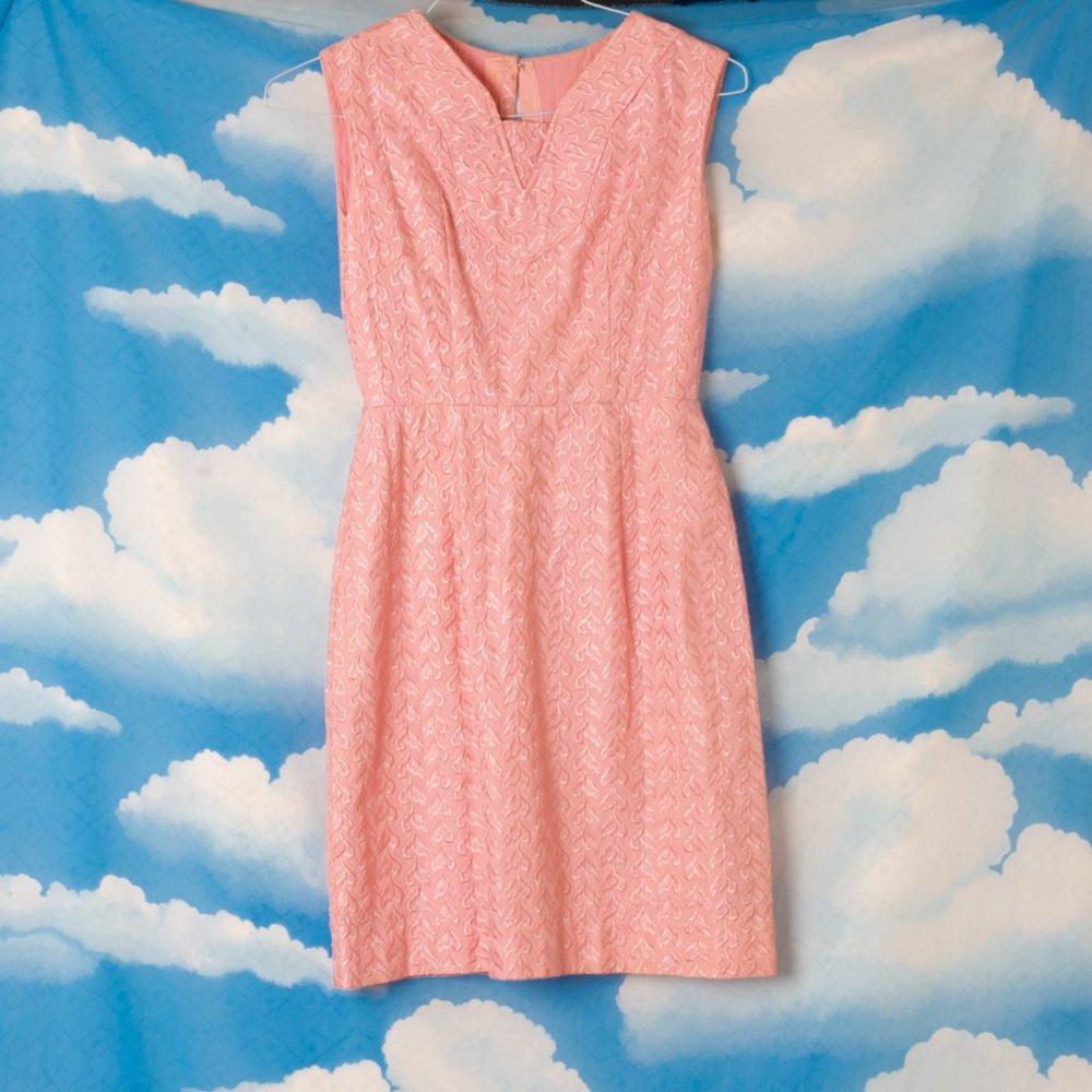 👛Pink Vintage Rare 60s Patterned Mini Shift Dress